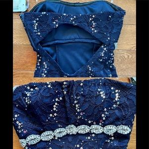 NEW mermaid Prom dress -My Michelle strapless mermaid navy blue & sequins
